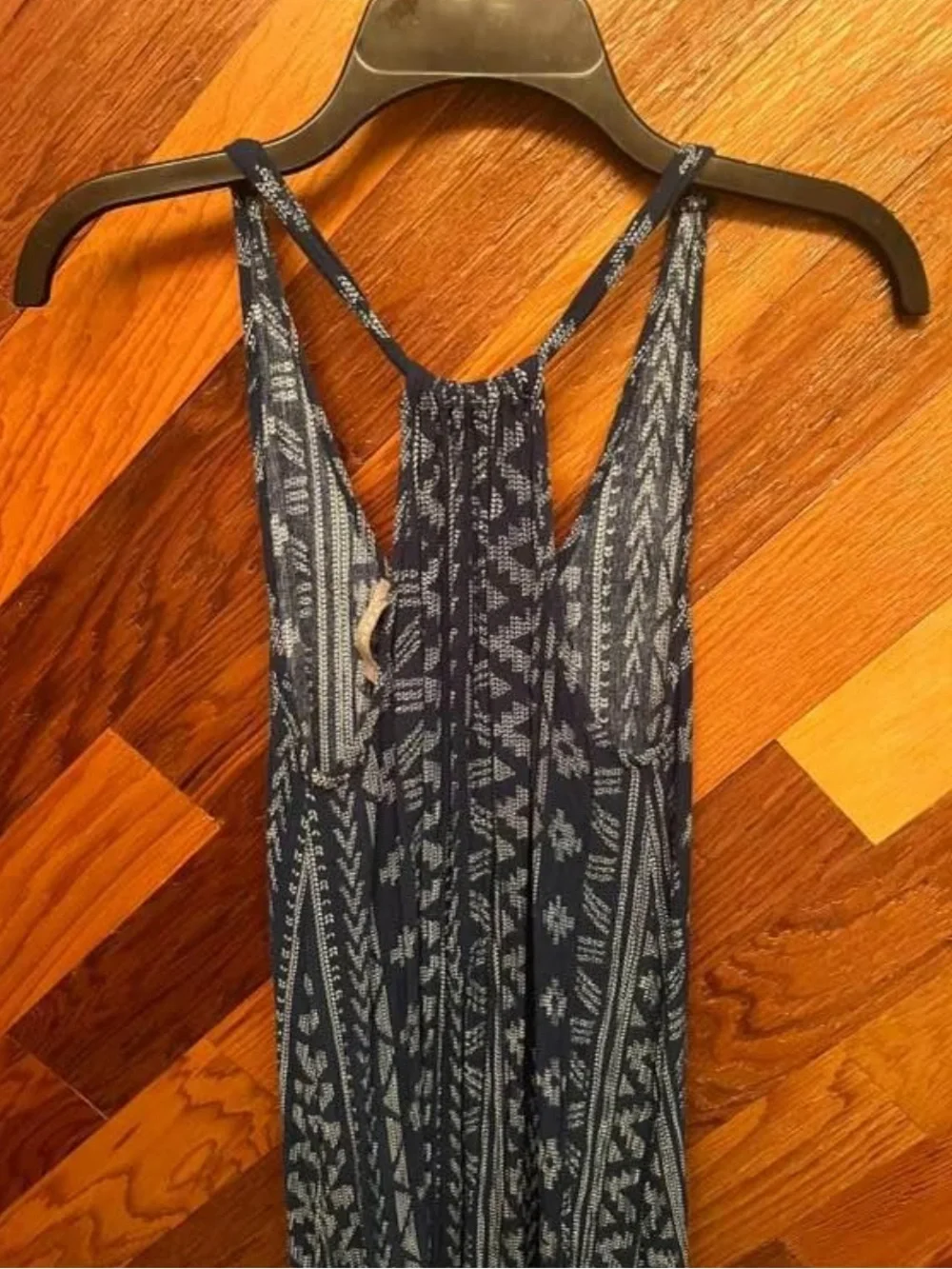 Blue Patterned Racerback Maxi Dress - Picture 4 of 5